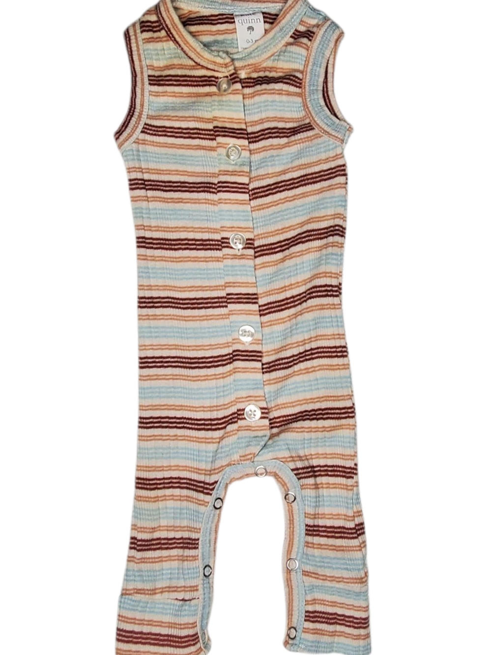 Kate Quinn Organics Jumpsuit Sleeveless Multi Striped Baby 0-3 Months